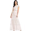 Adrianna Papell Womens Short Sleeve Blouson Beaded Gown(Blush/Gold)