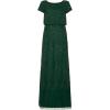 Adrianna Papell Womens Short Sleeve Blouson Beaded Gown(Dusty Emerald)