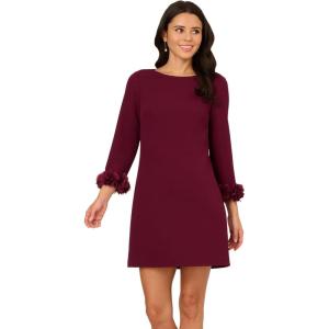 Adrianna Papell Womens Crepe Short Dress(Cabernet)
