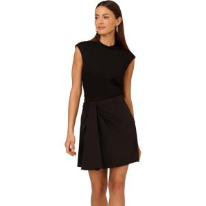 Adrianna Papell Womens Ponte Combo Short Dress(Black)