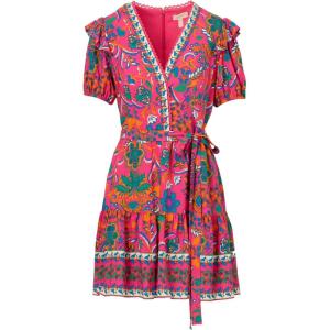 Adrianna Papell Womens Printed Short Flounce Dress(Hot Pink/Multi)
