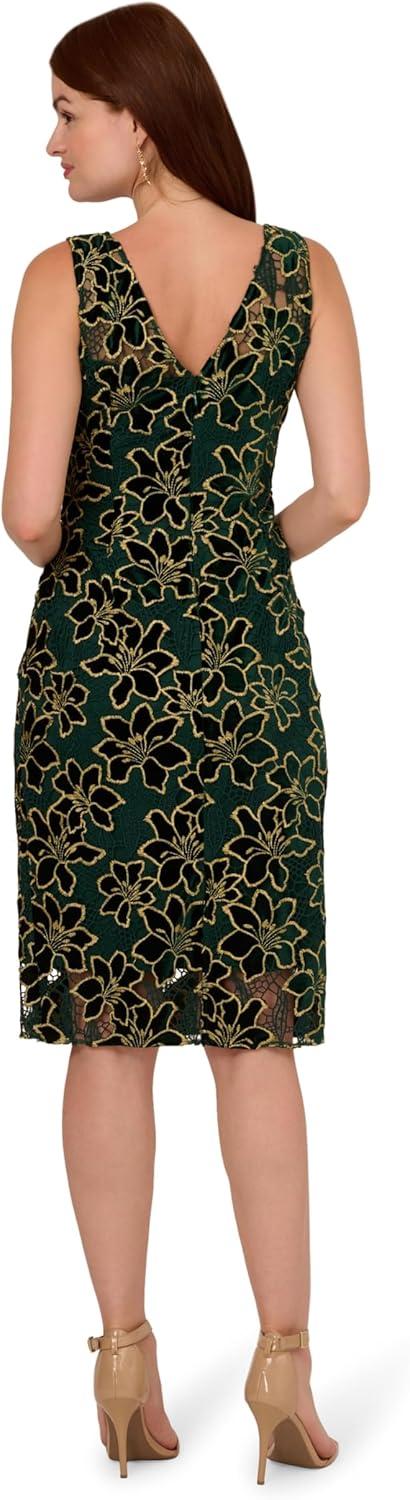 image:imageAdrianna Papell Womens Floral Metallic Midi DressHunterGold