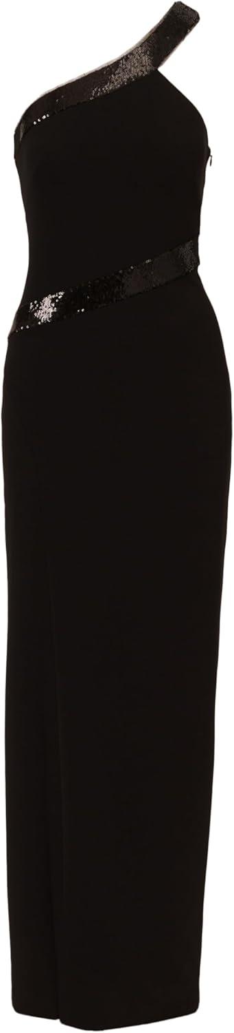 image:imageAdrianna Papell Womens Knit Crepe One Shoulder GownBlack