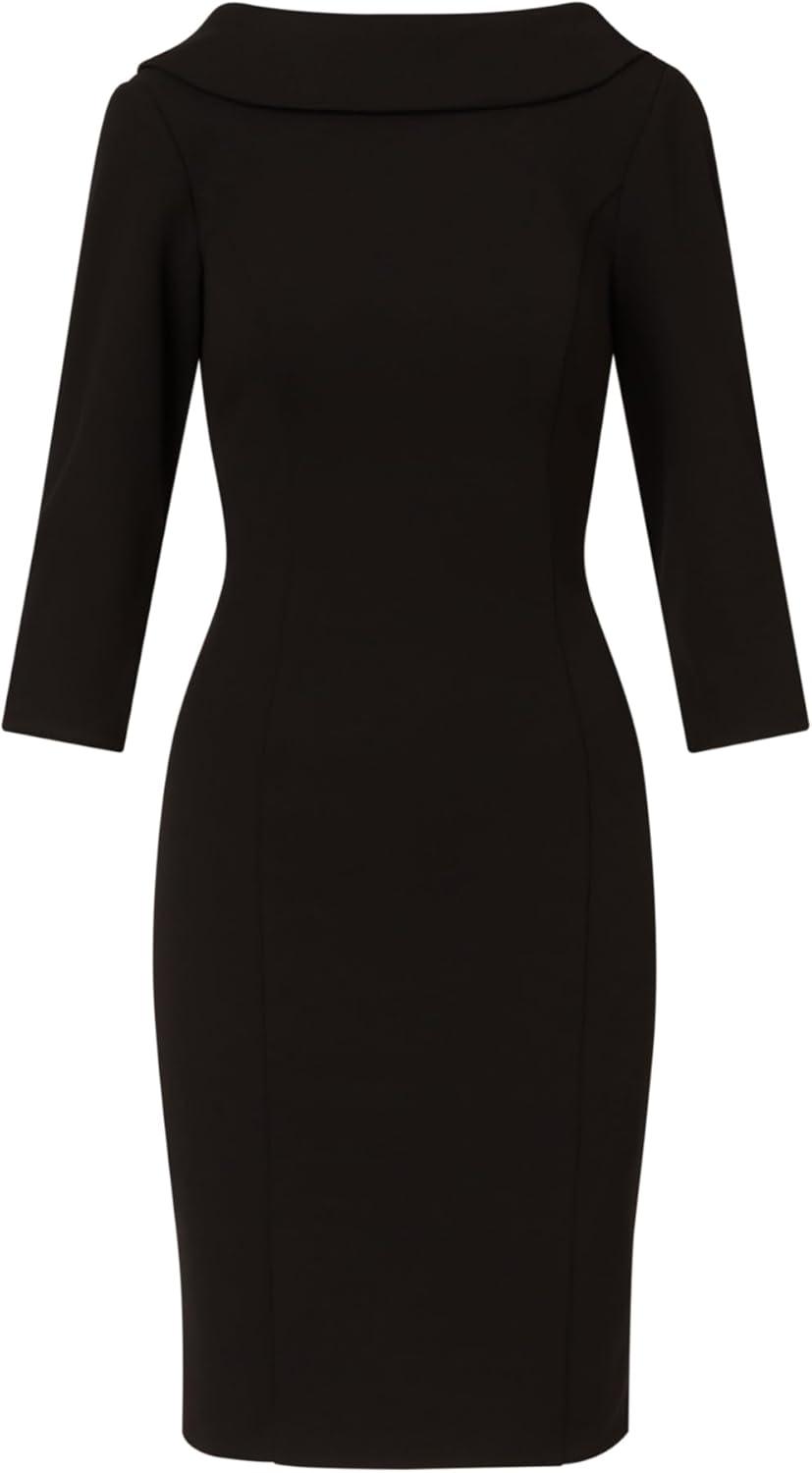 image:imageAdrianna Papell Womens Rolled Neck Crepe Midi DressBlack