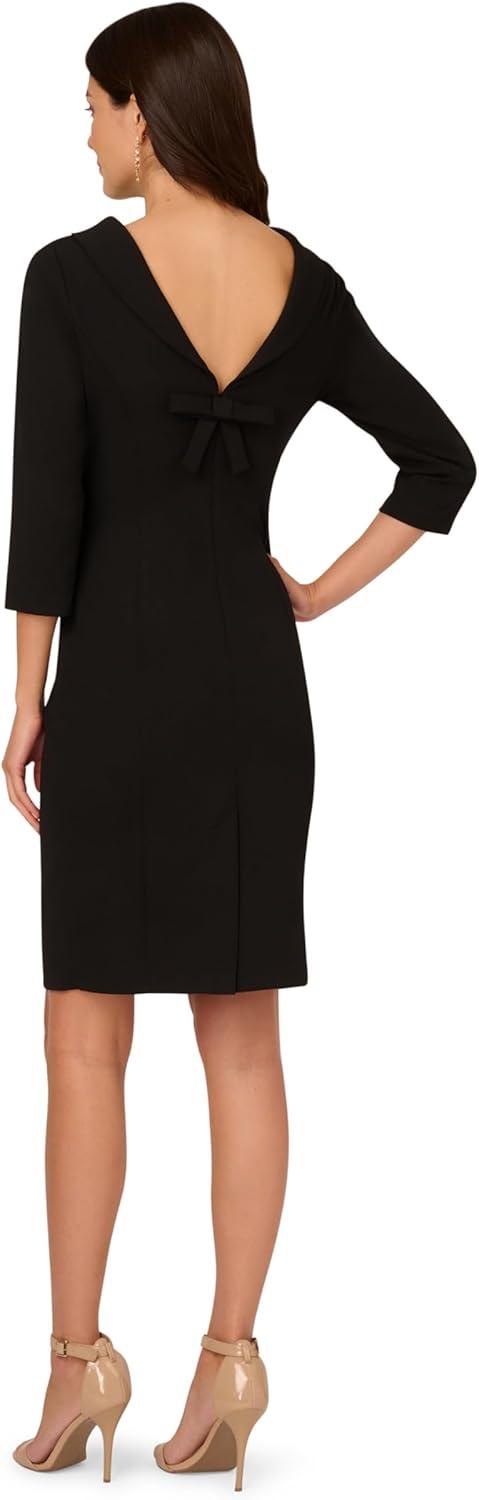 image:imageAdrianna Papell Womens Rolled Neck Crepe Midi DressBlack