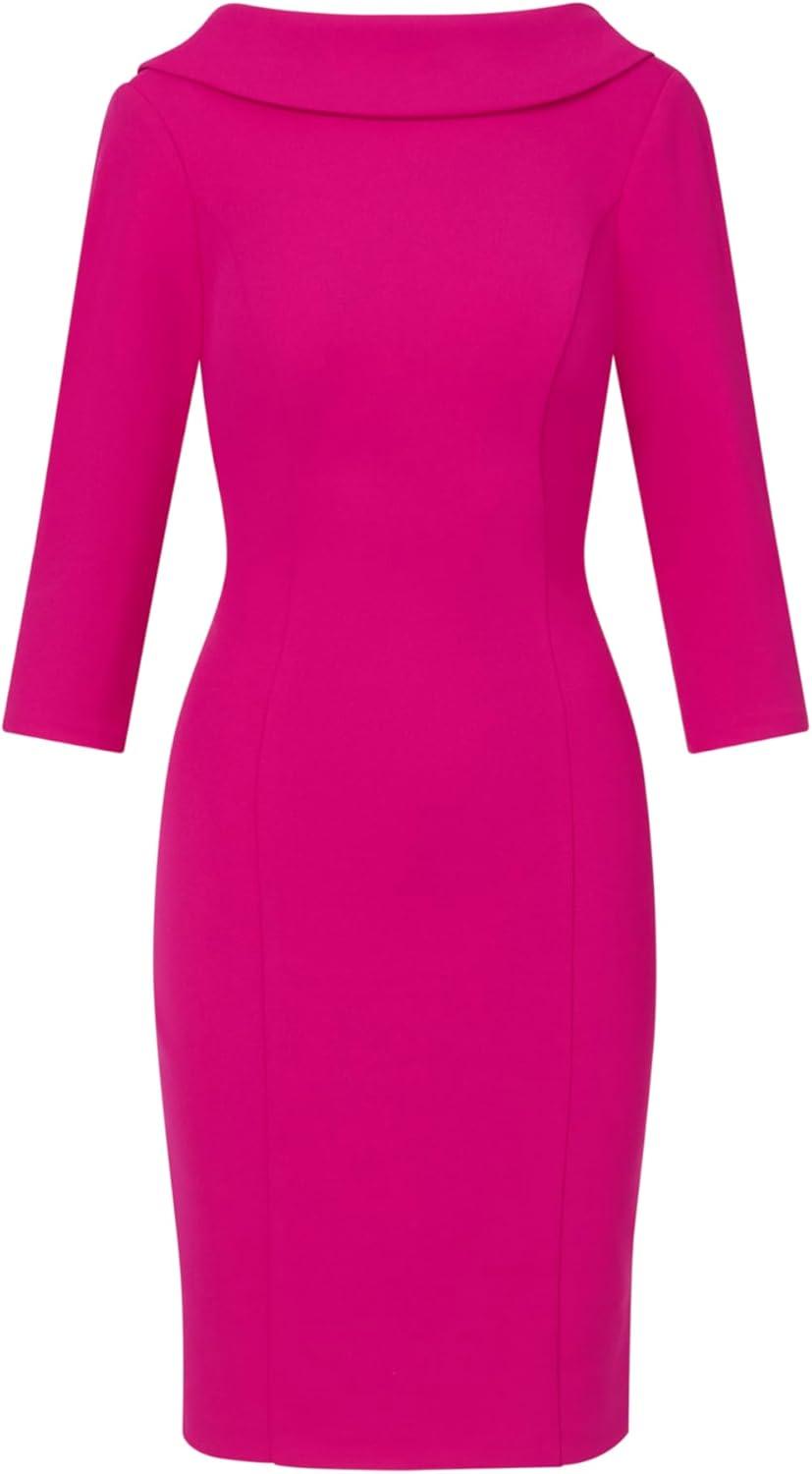 image:imageAdrianna Papell Womens Rolled Neck Crepe Midi DressPink Flambe