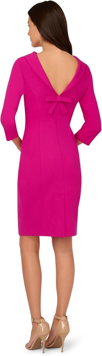 image:imageAdrianna Papell Womens Rolled Neck Crepe Midi DressPink Flambe