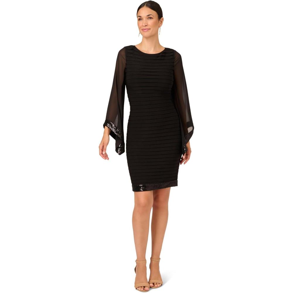 image:imageAdrianna Papell Womens Banded Short DressBlack