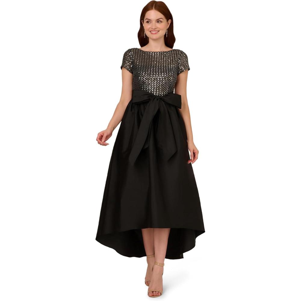 image:imageAdrianna Papell Womens Sequin HighLow DressBlackGunmetal