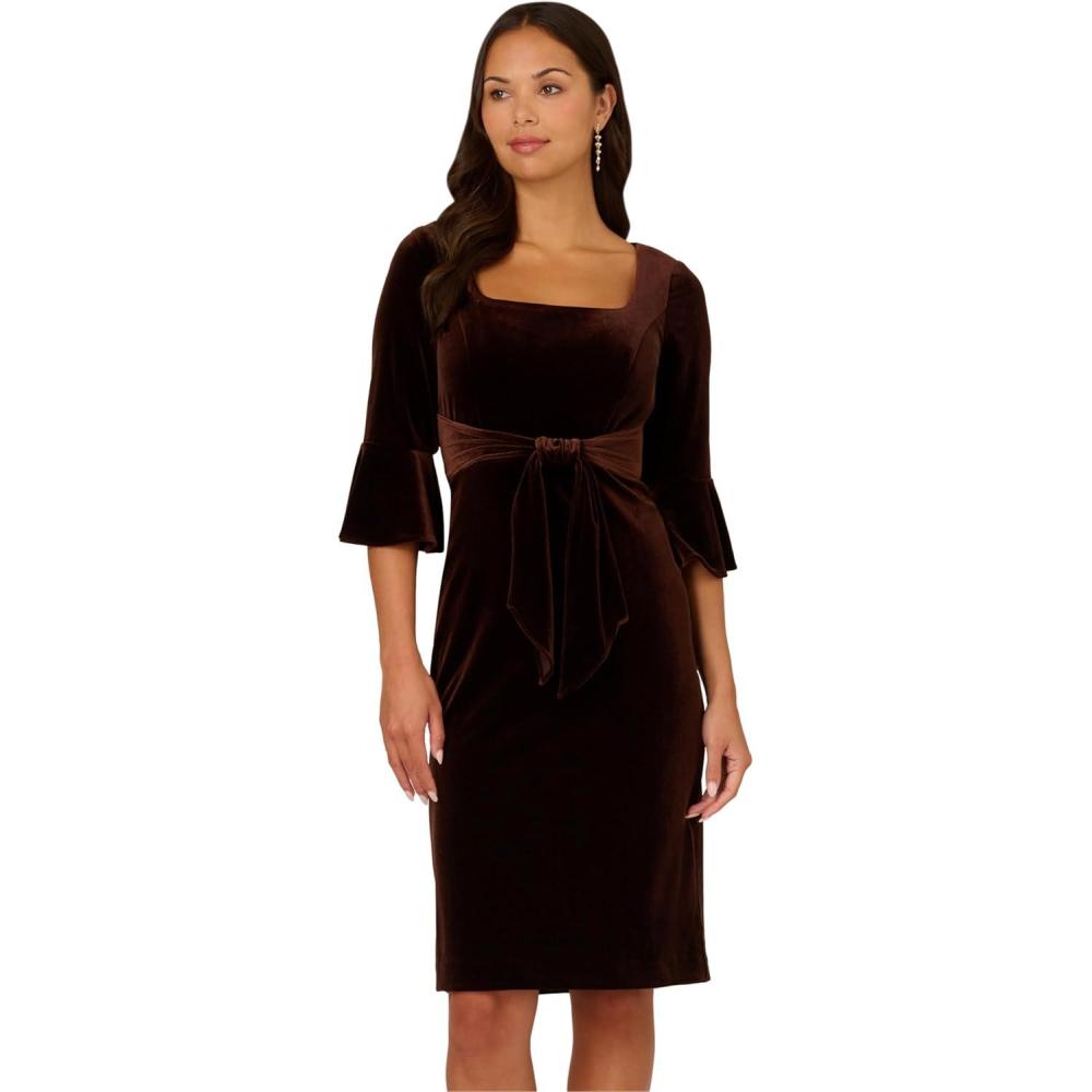 image:imageAdrianna Papell Womens Tie Front DressDark Brown