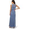 Adrianna Papell Bead Blouson Long Dress, Coral Coast(French Blue)