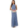 Adrianna Papell Bead Blouson Long Dress, Coral Coast(French Blue)