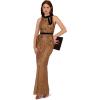 Adrianna Papell Women’s Beaded Halter Long Dress, Copper, 8
