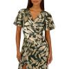 Adrianna Papell Womens Foil Leaf Draped Gown(Green Pine/Gold)