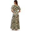 Adrianna Papell Womens Foil Leaf Draped Gown(Green Pine/Gold)
