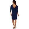 Adrianna Papell Womens Rolled Neck Crepe Midi Dress(Navy Sateen)