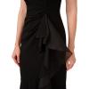 Adrianna Papell Women’s Ruffle Crepe Halter Gown | Sleeveless Formal Evening Gown with High Low Ruffle Skirt, Black, 4
