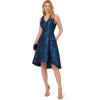 Adrianna Papell Womens Ruffle Jacquard Dress(Blue Multi)