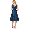 Adrianna Papell Womens Ruffle Jacquard Dress(Blue Multi)