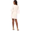 Adrianna Papell Womens Stretch Crepe Feather Dress(Ivory)