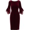 Adrianna Papell Womens Velvet Bell Sleeve Short Dress(Bordeaux)