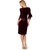 Adrianna Papell Womens Velvet Bell Sleeve Short Dress(Bordeaux)