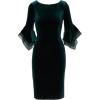 Adrianna Papell Womens Velvet Bell Sleeve Short Dress(Hunter)
