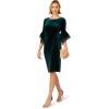 Adrianna Papell Womens Velvet Bell Sleeve Short Dress(Hunter)