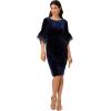 Adrianna Papell Womens Velvet Bell Sleeve Short Dress(Midnight)