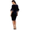 Adrianna Papell Womens Velvet Bell Sleeve Short Dress(Midnight)