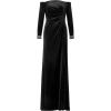 Adrianna Papell Womens Velvet Off The Shoulder Gown(Black)