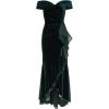 Adrianna Papell Womens Velvet Off The Shoulder Gown(Hunter)