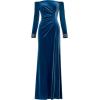Adrianna Papell Womens Velvet Off The Shoulder Gown(Ocean Wave)