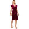 Adrianna Papell Womens Velvet Surplice Midi Dress(Beyond Fuchsia)
