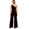 Adrianna Papell womens Velvet One Shoulder Jumpsuit(Dark Brown)