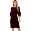 Adrianna Papell Womens Velvet Bell Sleeve Short Dress(Bordeaux)