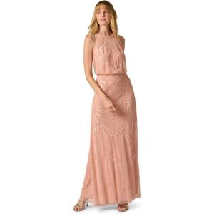 Adrianna Papell Bead Blouson Long Dress, Coral Coast(Coral Coast)