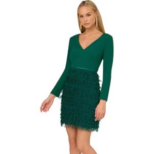 Adrianna Papell Womens Combo Fabric Mini Dress(Dark Ivy)