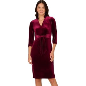 Adrianna Papell Womens Front Tie Short Dress(Burgundy)