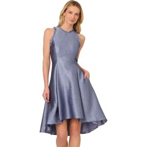 Adrianna Papell Womens Ruffle Jacquard Dress(Blue)