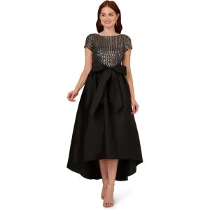 Adrianna Papell Womens Sequin High-Low Dress(Black/Gunmetal)