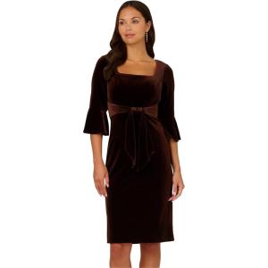 Adrianna Papell Womens Tie Front Dress(Dark Brown)