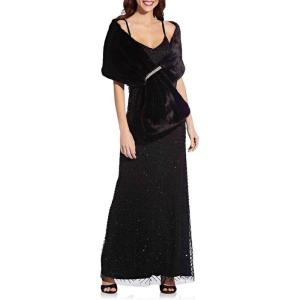 Adrianna Papell womens Faux Fur Wrap(Black)