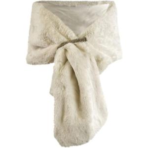 Adrianna Papell womens Faux Fur Wrap(Ivory)