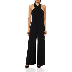 Adrianna Papell womens Halter Overlay Jumpsuit(Black)