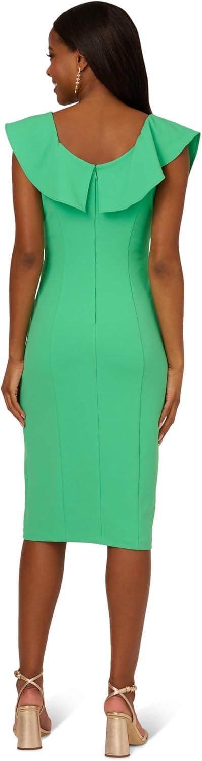 image:imageAdrianna Papell Womens Knit Crepe Ruffle MIDI DressFlora Green
