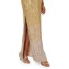 Adrianna Papell Beaded Halter Long Dress, Silver/Gold,