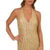 Adrianna Papell Beaded Halter Long Dress, Silver/Gold,