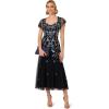 Adrianna Papell Womens Embellished Godet Dress(Midnight Multi)