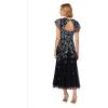 Adrianna Papell Womens Embellished Godet Dress(Midnight Multi)